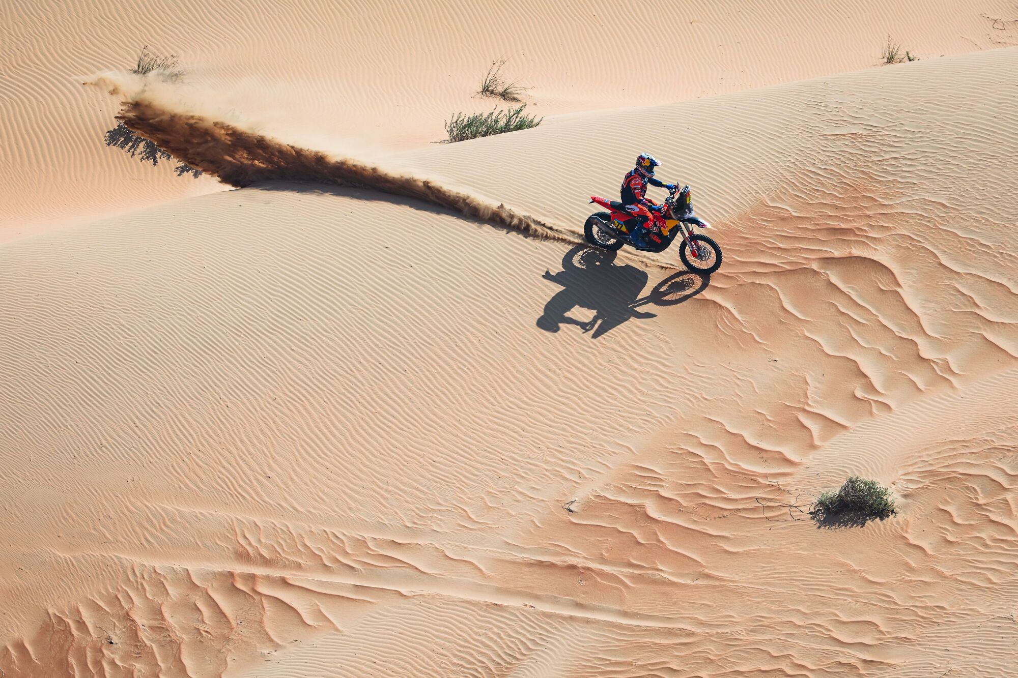 77 BENAVIDES Luciano (arg), KTM, Red Bull KTM Factory Racing, RallyGP, action during the Stage 10 of the Dakar 2025 on January 15, 2025 between Haradh and Subaytah, Saudi Arabia - Photo Florent Gooden / DPPI AFP7 15/01/2025 ONLY FOR USE IN SPAIN. FLORENT GOODEN / DPPI Media / AFP7 / Europa Press;Auto;DAKAR;Motorsport;rally;RALLY-RAID;SAUDI ARABIA;DAKAR 2025 - STAGE 10;