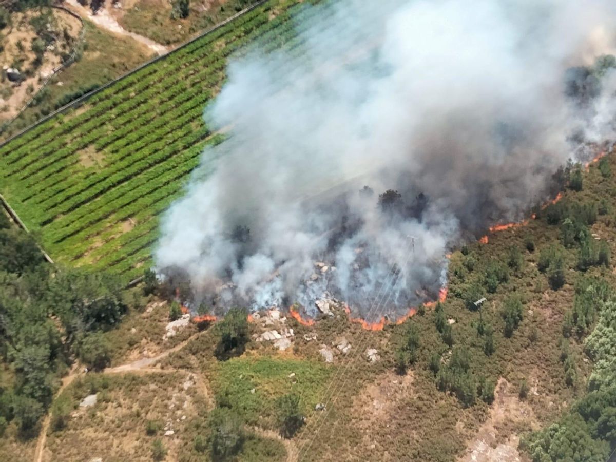 La zona quemada, desde el helicóptero.